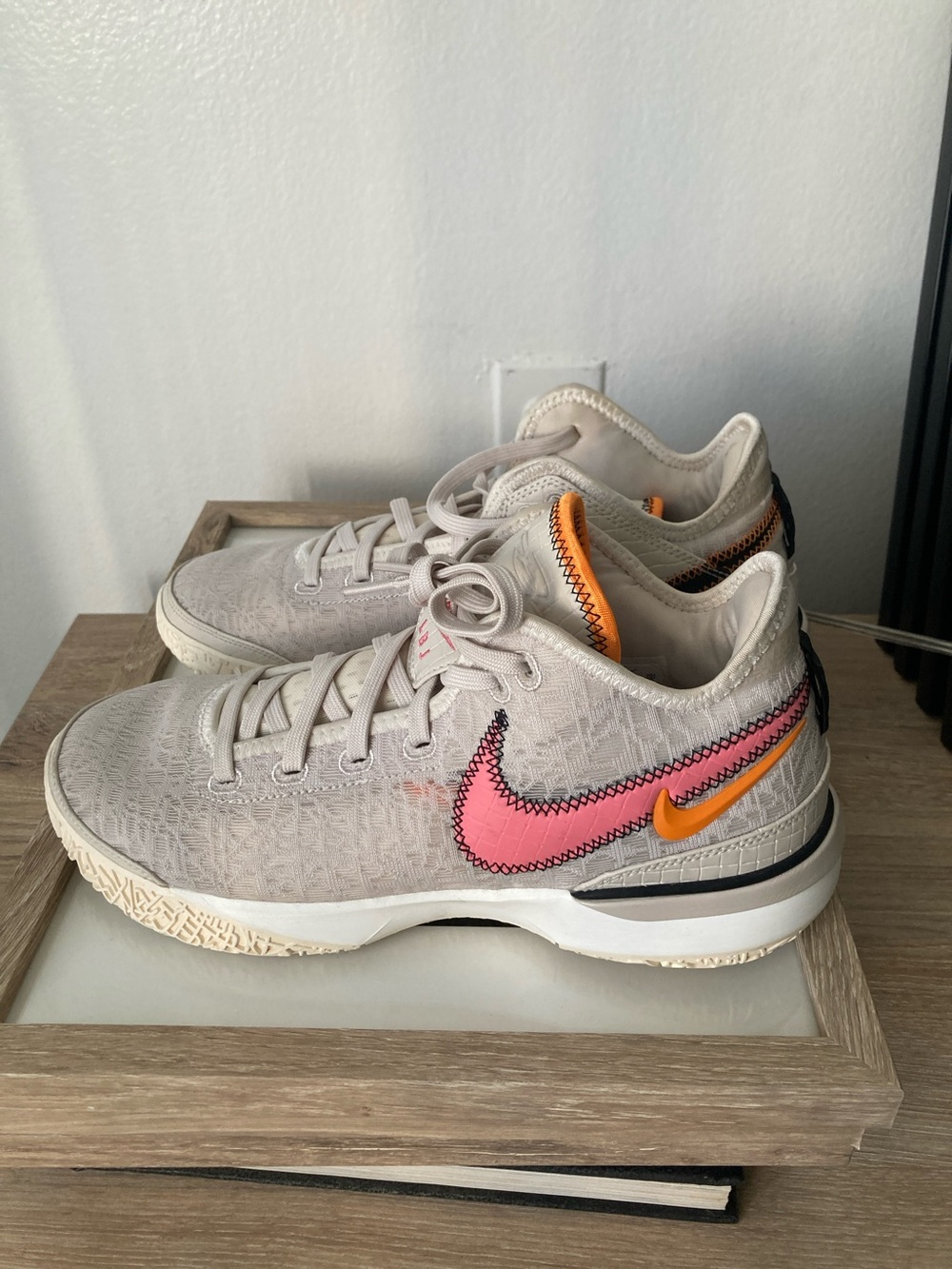 Nike Beige and Orange Accent Low-Top Sneakers - Picture 3 of 7